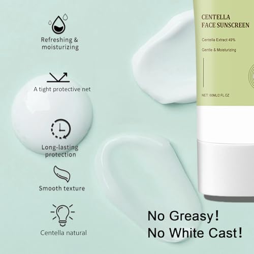 Centellá Korean Facial Sunscreen Calming Moisture Daily SPF 50+ PA++++ No White Cast for Women Vegan Face Sun Serum