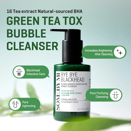 SOME BY MI Bye Bye Blackhead 30 Days Miracle Green Tea Tox Bubble Cleanser for Daily Use – |23oz – Face Wash & Bubble Ma