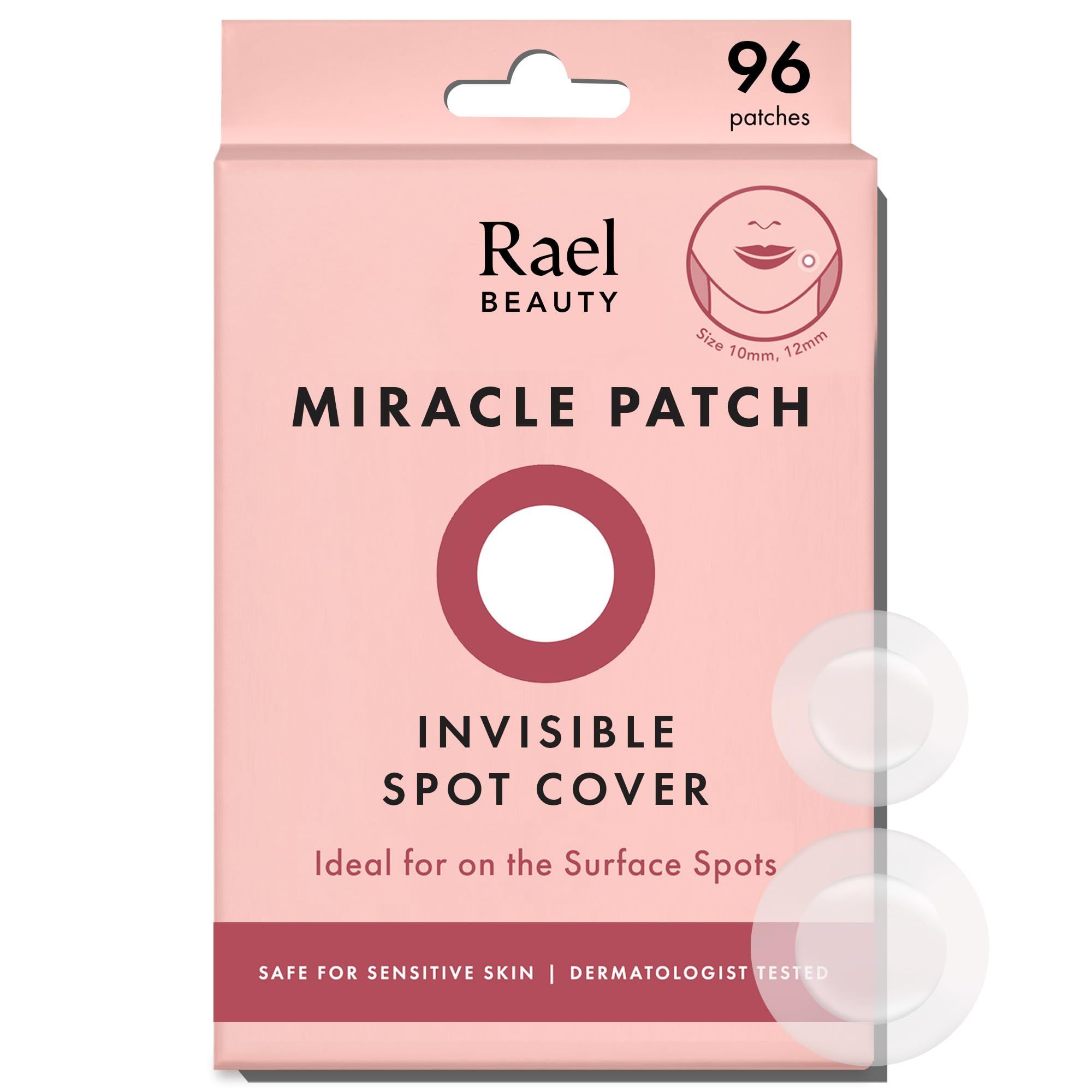 Rael Miracle Invisible Spot Cover Acne Patch, Hydrocolloid Breakout Treatment, Korean Skin Care, 2 Sizes (96 Count) Carb