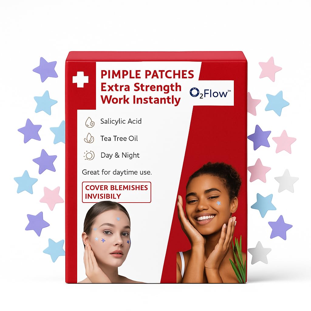 160-Count Hydrocolloid Acne Patches for All Skin Types – Fast-Acting with Tea Tree Oil – 4 Color Set (White, Blue, Purpl