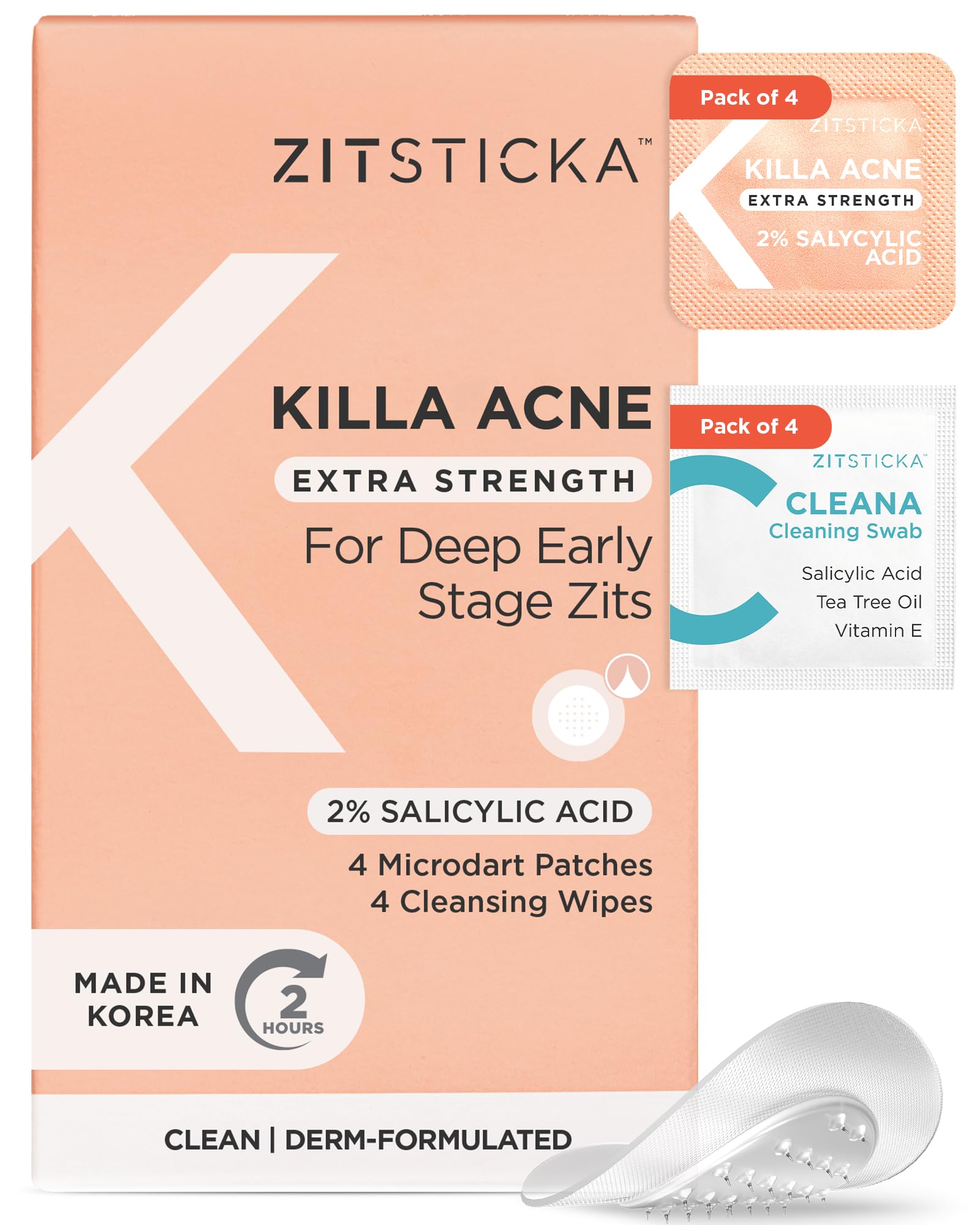 ZitSticka Extra Strength Killa Acne Patches for Face - Fast-Acting Microdarts Starts Working within 2 Hours - Deep, Earl